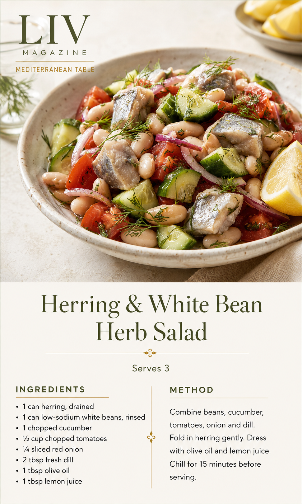 Herring and White Bean Herb Salad recipe card